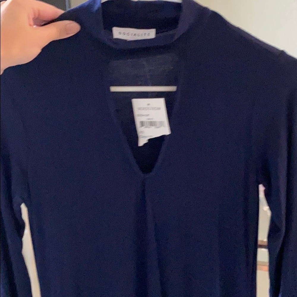 Indigo open neck flowy dress